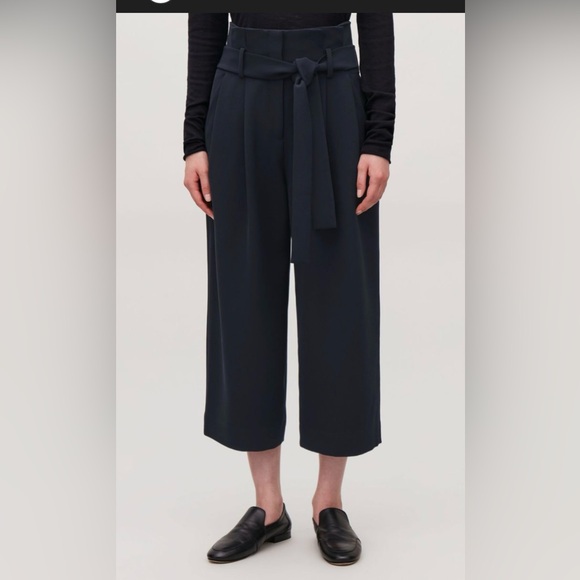 COS Pants - COS Wide Leg Pleated High Waist Navy Pants , size 10
